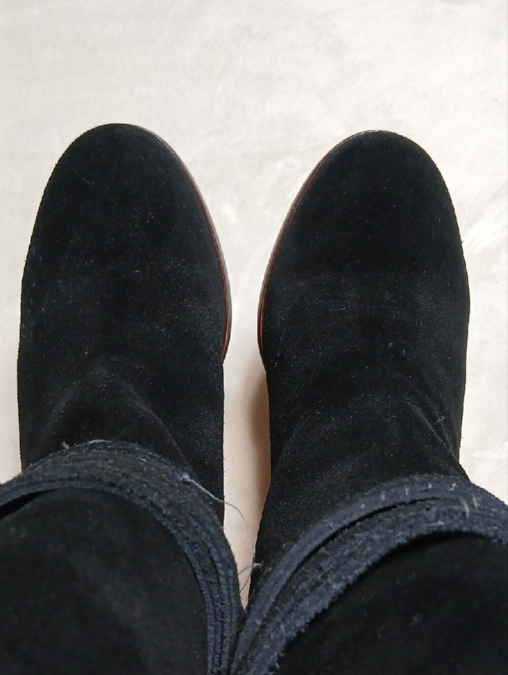 Pour La Victoire Black Suede Wrap-Ankle Block Heel Booties Size 7 - Picture 5 of 10